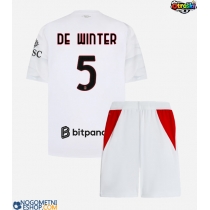 Otroški Nogometni dresi AC Milan Koni De Winter #5 Gostujoči 2026-27 Kratek Rokav (+ Kratke hlače)